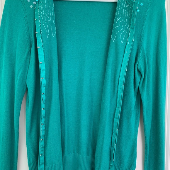 Gap vintage teal sequined cardigan size small - iridescent sequin top - y2k - Picture 4 of 6